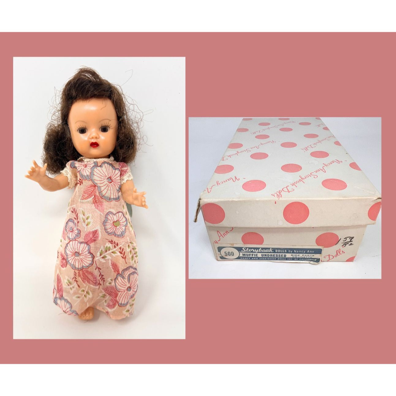 Muffie Doll Vintage 1950's Nancy Ann Storybook Strung Brunette California W/ Box