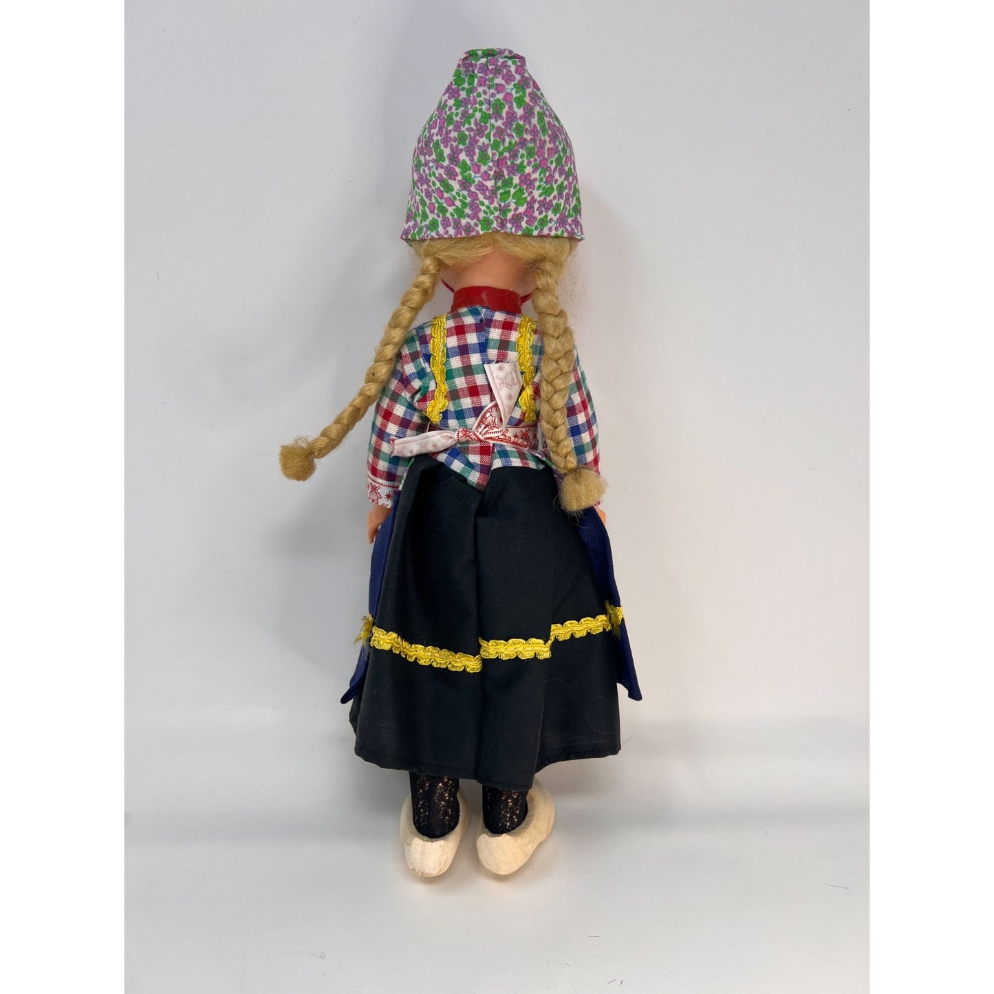 Vintage 1950's Dutch Girl Doll Sleepy Eyes 12" Wooden Shoes