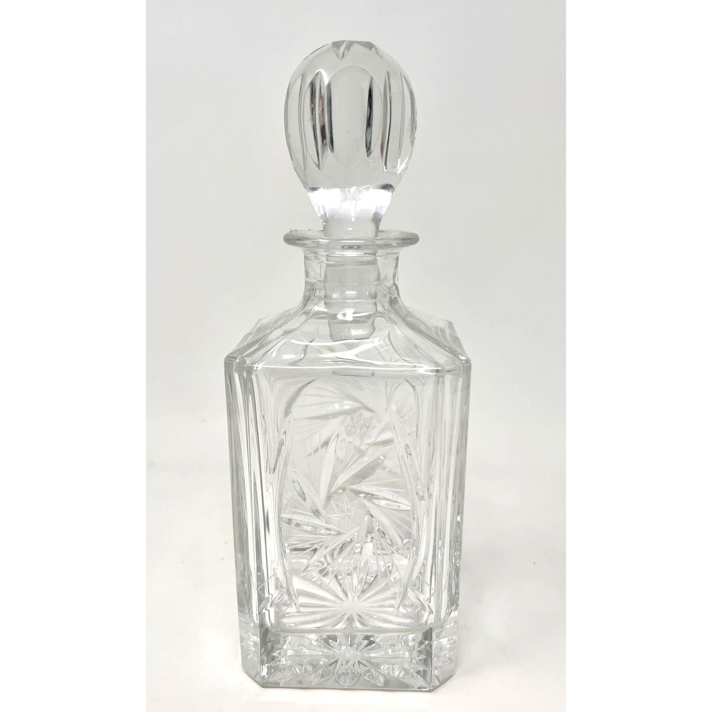 Vintage Hand-Cut Lead Crystal Decanter With Stopper Eleanor Pattern by American Cut Pinwheel Star
