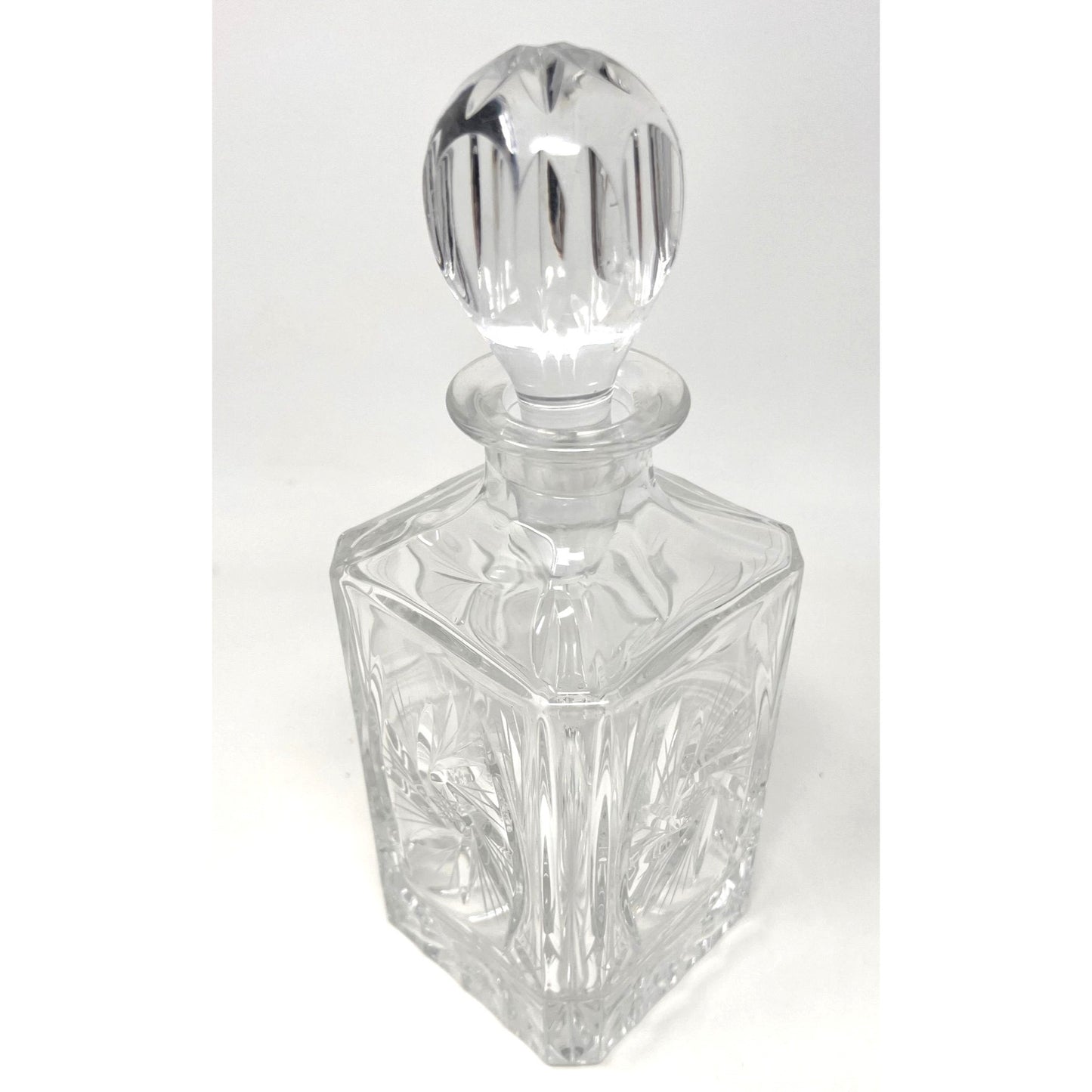 Vintage Hand-Cut Lead Crystal Decanter With Stopper Eleanor Pattern by American Cut Pinwheel Star